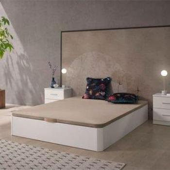 Canapé Abatible Gaia Diana Elevación Hidráulica 22 Mm Blanco 135X190 Cm - Montaje Incluido Gran Capacidad