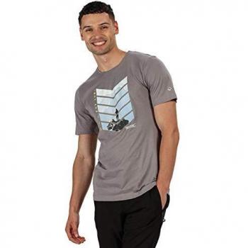 Regatta Breezed-Camiseta Deportiva Estampada De Algodón Y Manga Corta T-Shirts/Polos/Vests, Hombre, Rock Grey, XXXL