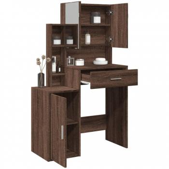 Tocador con mueble roble marrón 80x35x132 cm, mesa tocador, tocador de dormitorio, mesa de maquillaje, escritorio de maquillaje