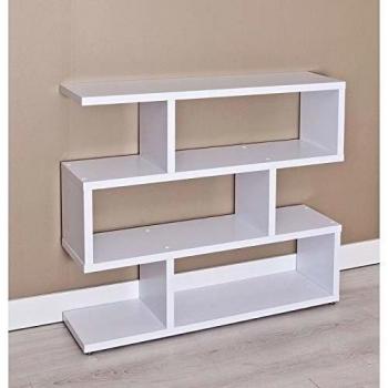 TopKit | Estantería Zig Zag Florida 6311 | Medidas 98x110x28cm | Mueble de Salon | Mueble Recibidor | Blanco