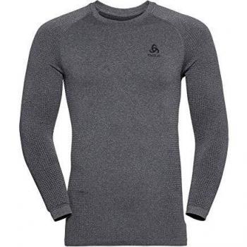 Odlo Performance Warm Eco Long Sleeve Technical T-Shirt for Men (Grey Melange - Black)