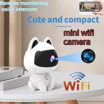 Mini Cámara HD WIFI con Control por Voz, Videollamadas Remotas, Monitoreo Inteligente para el Hogar, Visión Nocturna y Monitor de Bebés Interior