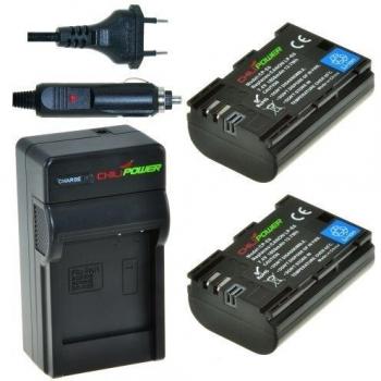 ChiliPower LP-E6 - Juego de 2 baterías y Cargador para Canon EOS 6D, EOS 7D, EOS 60D, EOS 60Da, EOS 70D, Canon EOS 5D Mark II, EOS 5D Mark III
