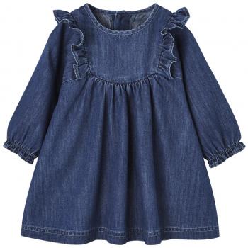 VERTBAUDET Vestido Denim bebé recién Nacido con Body Integrado Azul Oscuro Lavado 1/3MESES - 60CM