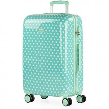 Itaca Stars Maleta Mediana Infantil Rígida PC, 4 Ruedas, Diseño Topos Menta, Capacidad 20Kg, Tamaño 67x45x24cm - ITACA