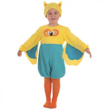 Disfraz de Búho con Ojazos para niño Creaciones Llopis, Color Amarillo-Azul, Tamaño 3-5 años (3623-1)