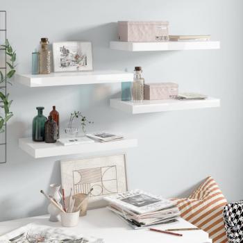 vidaXL Floating Wall Shelves 4 pcs High Gloss White 50x23x3.8 cm MDF