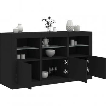Aparador con luces LED 123x37x67 cm Mueble de Almacenaje de Salón, Buffet para salón, Armario Auxiliar, Armario de Almacenamiento en color negro