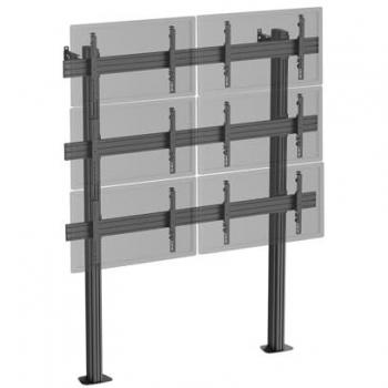 Soporte de Suelo Atornillable para 6 Televisores de 45-55, Color Negro