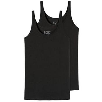 Top de Tirantes para Mujer en Paquete de 2 - Jersey Sencillo, Algodón Orgánico, Color Negro, Talla 36