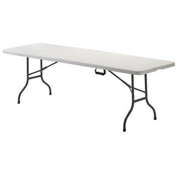 Mesa Plegable Portátil Multifuncional 180x70cm, Altura Regulable 49-74cm, Blanca