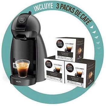 Krups KP100B Cafetera Dolce Gusto cápsulas, monodosis, 15 bares presión, cafés, cappuccino, multibebida, 0.6 litros, antracita + 3 Packs Café Intenso