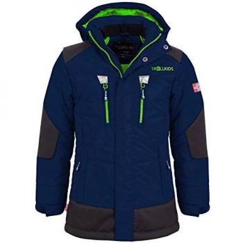 Trollkids Parka Infantil de Invierno con Forro Polar y Chaqueta de Esquí Narvik, Color Azul Marino/Verde Talla 4 años