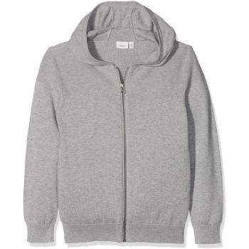 NAME IT Nithewa Ls Knit Card W. Hood M Nmt, Chaqueta Punto para Niños, Gris