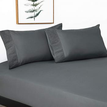 Bedsure Sábana Bajera 180x200cm Gris Oscura Ajustable Cama 90 con 2 Fundas Almohada Antiarrugas 50x75 - Suave Microfibra con Relieve