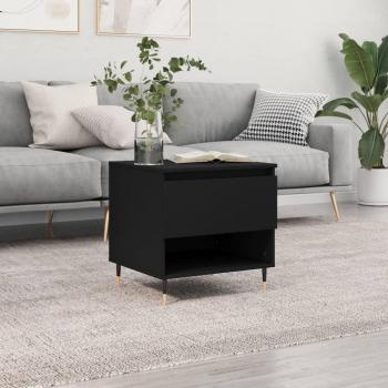 vidaXL Mesa de centro de madera de ingeniería 50x46x50 cm en color blanco y negro brillante, ideal para salón o comedor, también como mesa auxiliar o de café