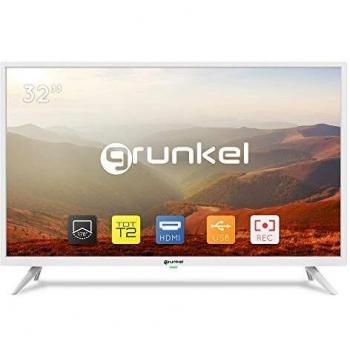 Grunkel - LED-3220BLANCO - Televisor LED HD Ready, Alta definición, Modo Hotel y Sintonizador Satélite T2. Auto-apagado y Función Grabador - 32 Pulgadas - Blanco