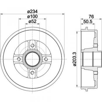 Tambor de Freno HELLA 8DT 355 301-401 para DACIA, NISSAN y RENAULT, con moyeu de rueda, sin rodamiento ni tornillo de fijación
