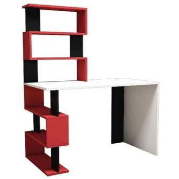 Escritorio Cleide Epikasa - Aglomerado de Melamina PVC Blanco, Rojo, Negro - 120x60x148,2 cm