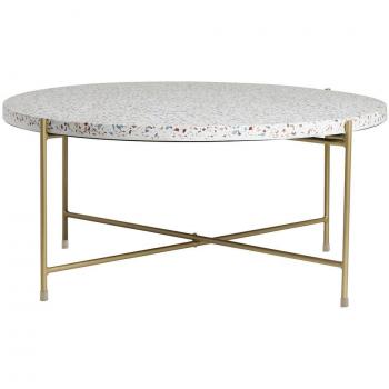 Mesa de centro redonda de terrazo y metal dorado 81 cm diám. MEZZO