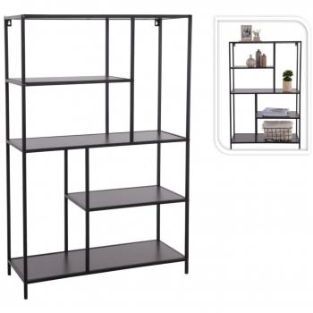 Estantería de 4 niveles negra 76x30x116 cm H&S Collection, Mueble de Almacenaje para Oficina, Estudio y Dormitorio