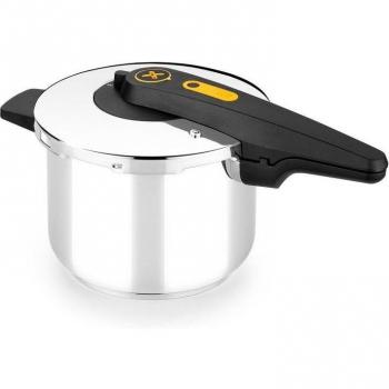Olla a Presión BRA Excellent A185704 de 9 Litros, Diámetro 24 cm, Acero Inoxidable con Triple Fondo Difusor, Incluye 2 Piezas y Sistemas de Seg