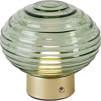 Lámpara de mesa LED recargable en latón con cristal verde - Earl