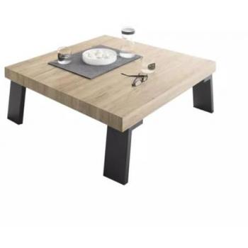 Mesa de Centro Palma con Patas de Metal, Madera Marrón Claro - 86 x 86 x 40 cm, Altura 40 cm