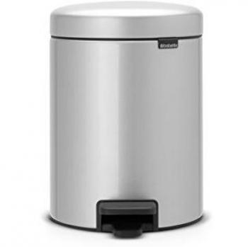 Brabantia Newicon Cubo de Basura con Pedal, Acero Inoxidable, Gris Metalizado, 5 l
