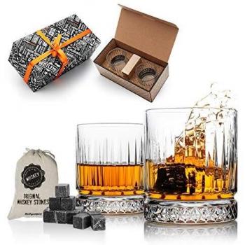 Set de regalo de piedras y vasos para whisky. Juego de 2 vasos de whisky, regalo para hombres. Juego de vasos de whisky como regalo de 40 cumpleaños para él.
