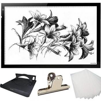 Huion 26.8 Super Thin LED de localización de la plantilla de la placa de dibujo Copiar tabla tatuaje translúcido Caja de luz con múltiples funciones de los medios de comunicación, tablero de dibujo de la abrazadera, 6 PCS papel de calcar