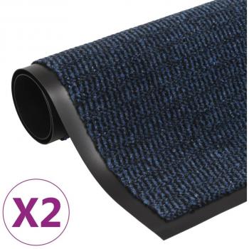 Alfombras de entrada rectangulares acolchadas a prueba de polvo 2 uds azul 40x60 cm
