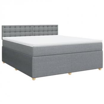 Cama box spring con colchón tela gris claro 180x200 cm