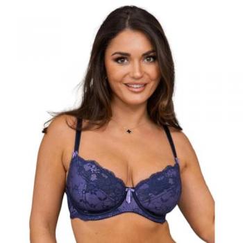 Pour Moi Amour Non-Padded Balcony Bra in Navy/Lavender - Size 32F