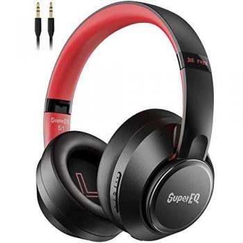 Auriculares Híbridos con Cancelación Activa de Ruido, SuperEQ S1 Cascos Inalambricos Bluetooth Auriculares Las Orejas con Modo Ambiente, Batería de 45 Horas, Graves Profundos de Alta fidelidad, Negro
