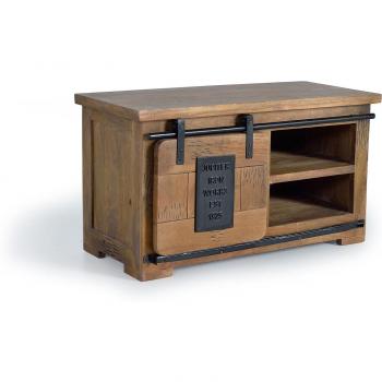 Mueble Televisor de Madera de Acacia con Detalles en Metal Natural y Estante, 50x90x40 cm