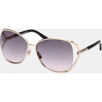 Tom Ford Marta FT1091 Round Metal Sunglasses with Gold Frame and Smoke Lenses