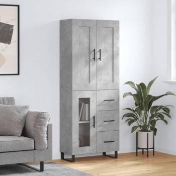 Aparador alto de madera contrachapada gris hormigón 69,5x34x180 cm