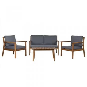 Conjunto de Mesa con 3 Sillones Home ESPRIT Marrón Gris Acacia 120 x 72 x 75 cm