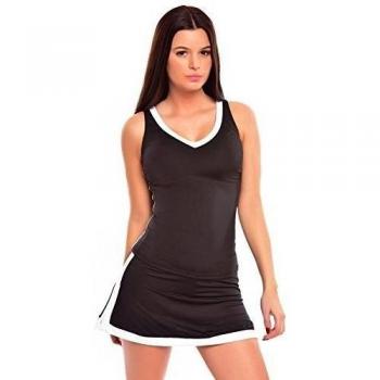 Figura de mujer Push up Tankini con falda dos piezas 1003 ar-f4871 No.1191 Black / White