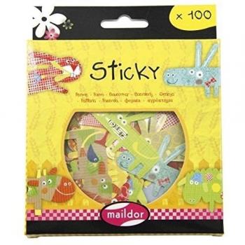 Maildor animales de granja adhesivos, 14,5 x 12 x 0,7 cm, de plástico, 100 unidades