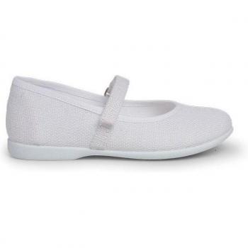 Merceditas de niña de lino con cinta adhesiva fino