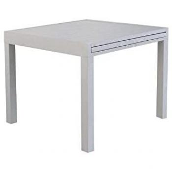Mesa de jardín extensible de aluminio 90/180x90x75 cm color beige agrisado modelo Hawaii