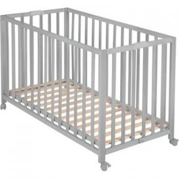 Cuna Plegable 60 x 120 cm Taupe con Ruedas y Altura Ajustable