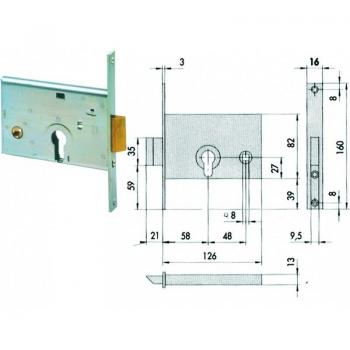 Cerradura Mecánica de Embutir CISA 44145-60-0 para Aluminio, Frontal 16 mm, Interior 48 mm