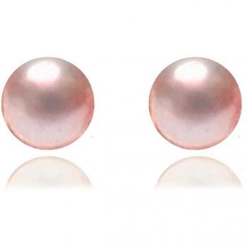 Pendientes Luxenter de plata de ley 925 con perla rosa y acabado en baño de rodio