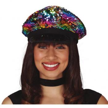 Gorro de Policía de Lentejuelas Multicolor para mujer