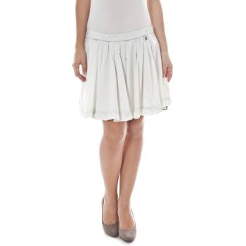 John Galliano White Cotton Skirt - Size XL, Short Skirt with Side Zipper