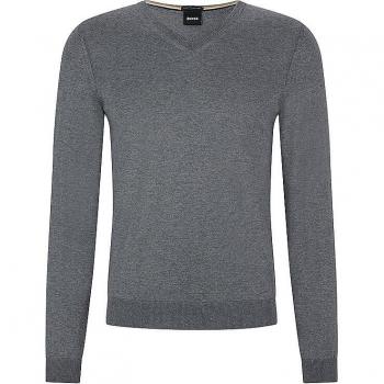 Suéter BOSS Slim Fit Melba Gris con Cuello de Pico para Hombre Talla L