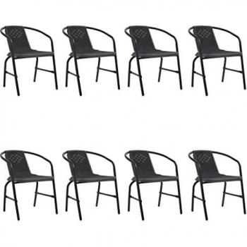 vidaXL Garden Chairs 8 pcs Plastic Rattan and Steel 110 kg